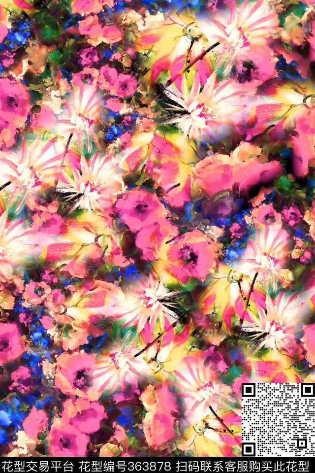 花卉数码印花华亿平台下载（图片编号: 363878） - 瓦栏（Walan）