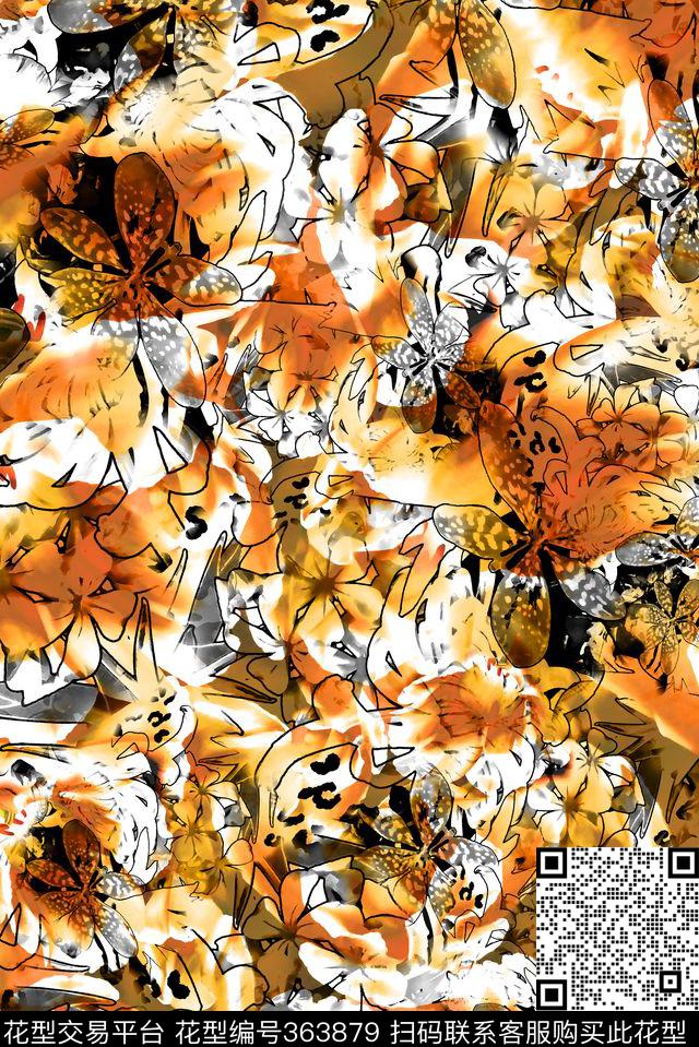 花卉数码印花华亿平台下载（图片编号: 363879） - 瓦栏（Walan）