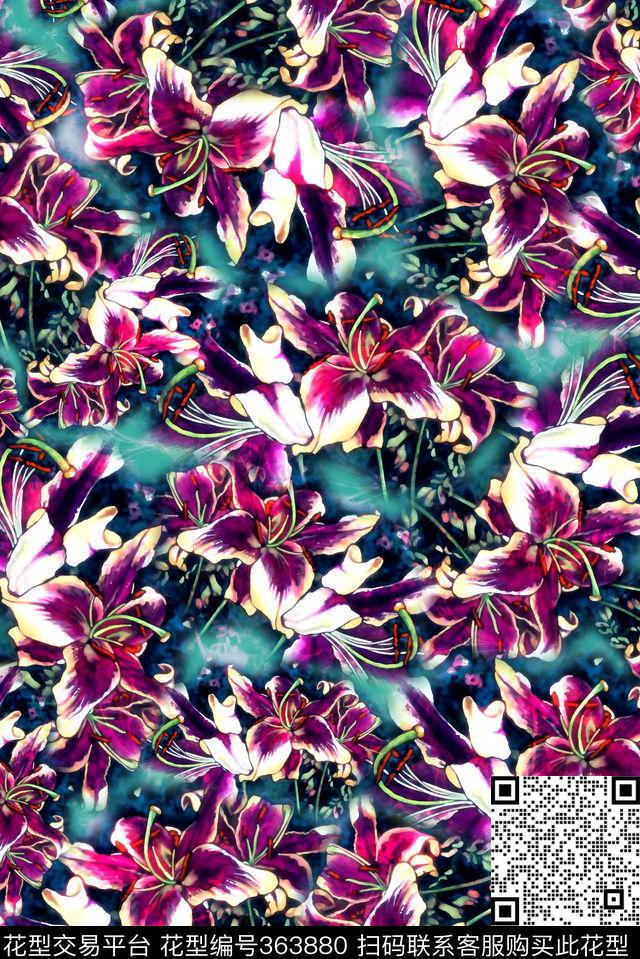花卉数码印花华亿平台下载（图片编号: 363880） - 瓦栏（Walan）