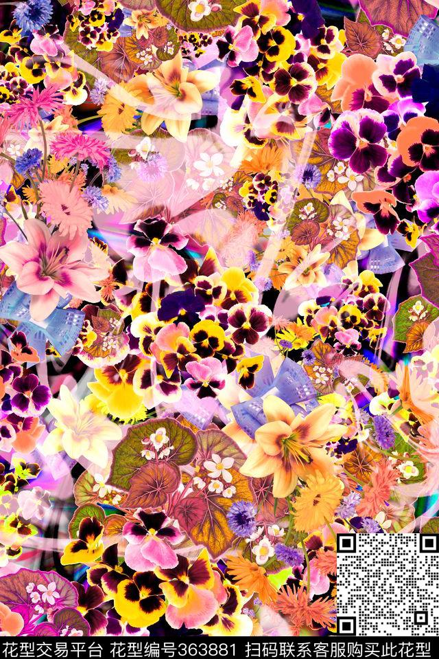 花卉数码印花华亿平台下载（图片编号: 363881） - 瓦栏（Walan）