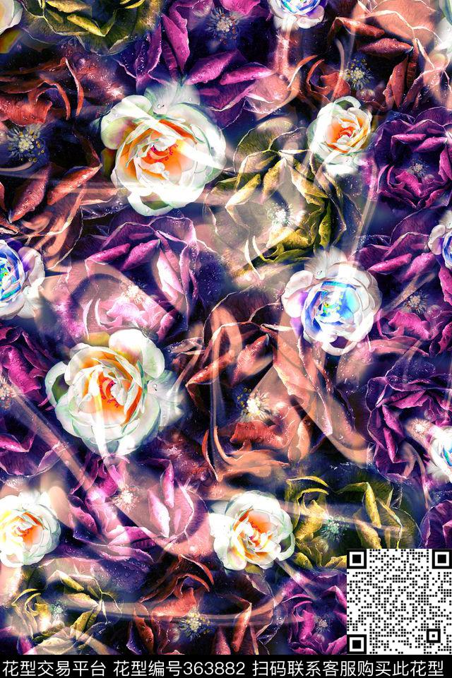 花卉数码印花华亿平台下载（图片编号: 363882） - 瓦栏（Walan）