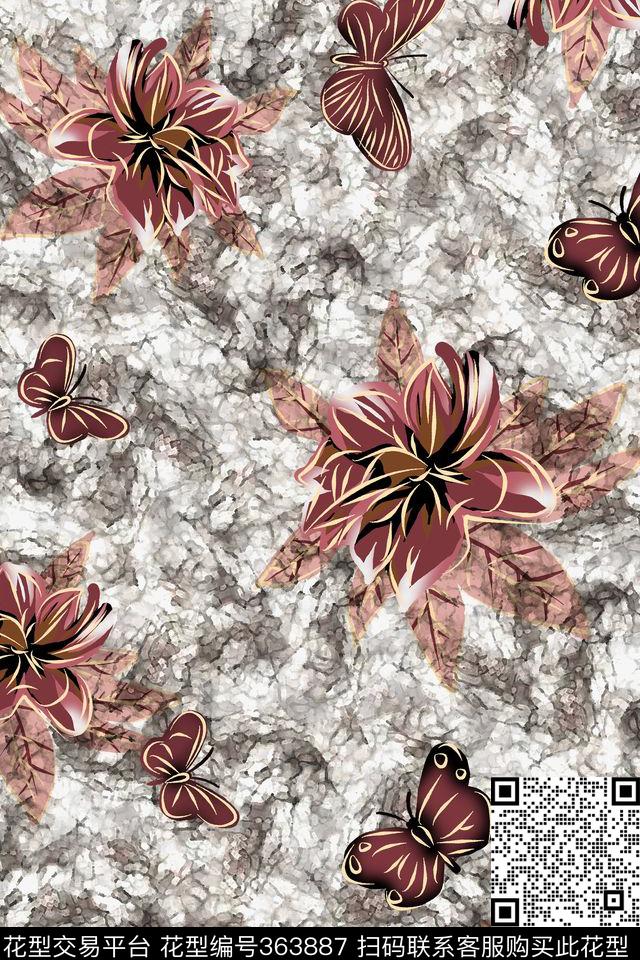 花卉数码印花华亿平台下载（图片编号: 363887） - 瓦栏（Walan）