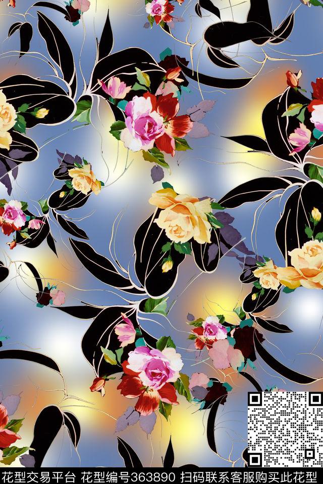 花卉数码印花华亿平台下载（图片编号: 363890） - 瓦栏（Walan）