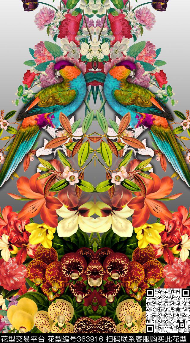定位花卉鸟数码印花华亿平台下载（图片编号: 363916） - 瓦栏（Walan）
