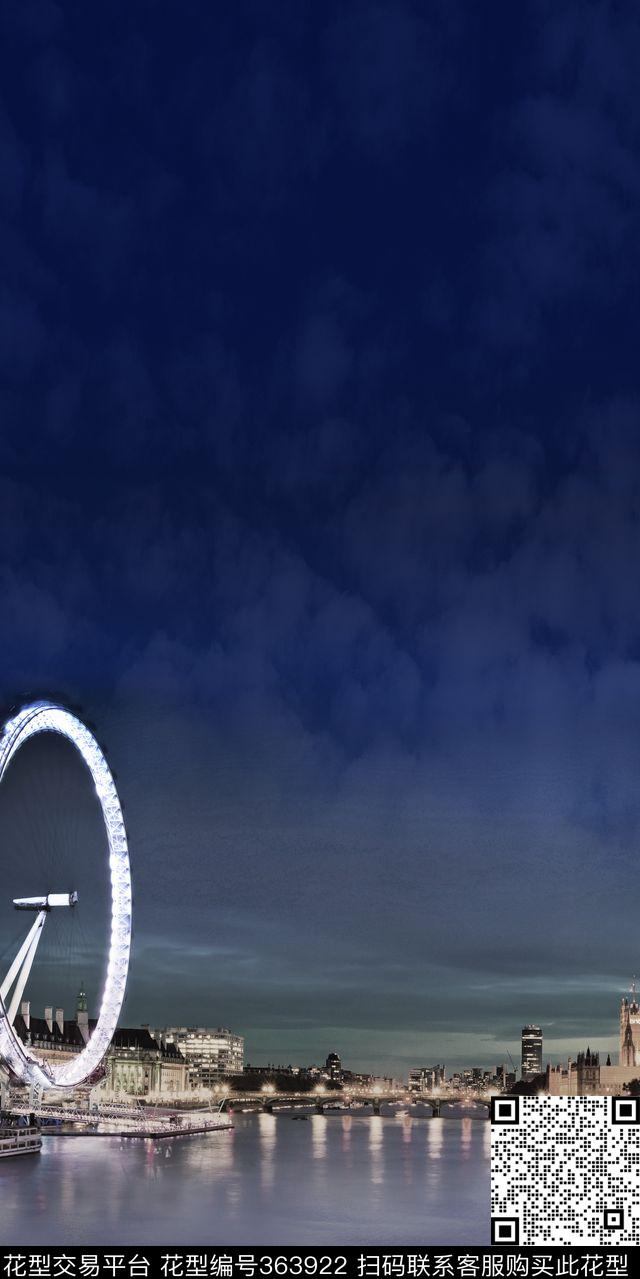 欧式建筑独副城市夜景数码印花华亿平台下载（图片编号: 363922） - 瓦栏（Walan）