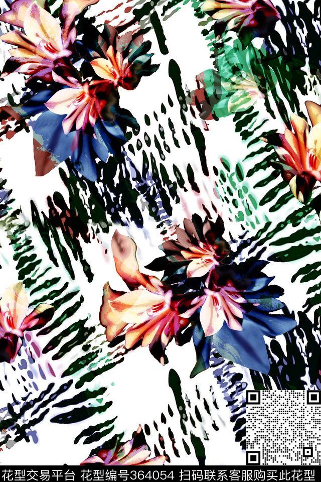 花卉数码印花华亿平台下载（图片编号: 364054） - 瓦栏（Walan）