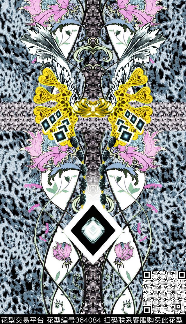 定位豹纹豹纹抽象展翅图个性休闲数码印花华亿平台下载（图片编号: 364084） - 瓦栏（Walan）