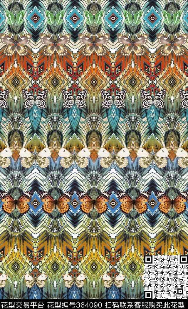 定位民族风格子几何数码印花华亿平台下载（图片编号: 364090） - 瓦栏（Walan）