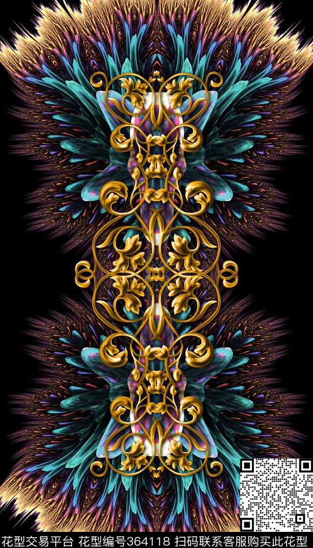 羽毛金属欧式数码印花华亿平台下载（图片编号: 364118） - 瓦栏（Walan）