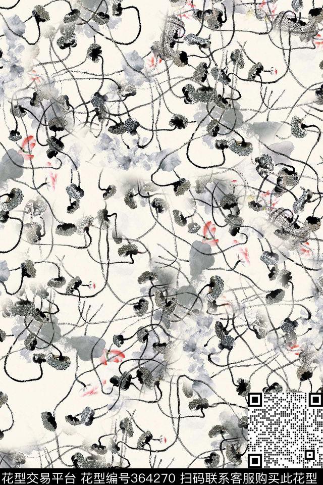 花卉休闲抽象数码印花华亿平台下载（图片编号: 364270） - 瓦栏（Walan）
