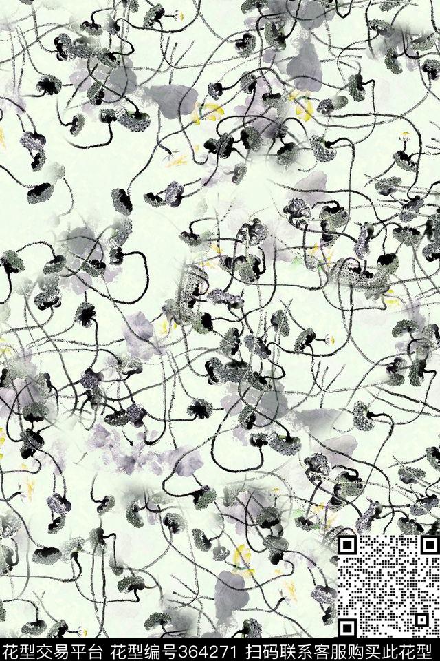 花卉休闲抽象数码印花华亿平台下载（图片编号: 364271） - 瓦栏（Walan）