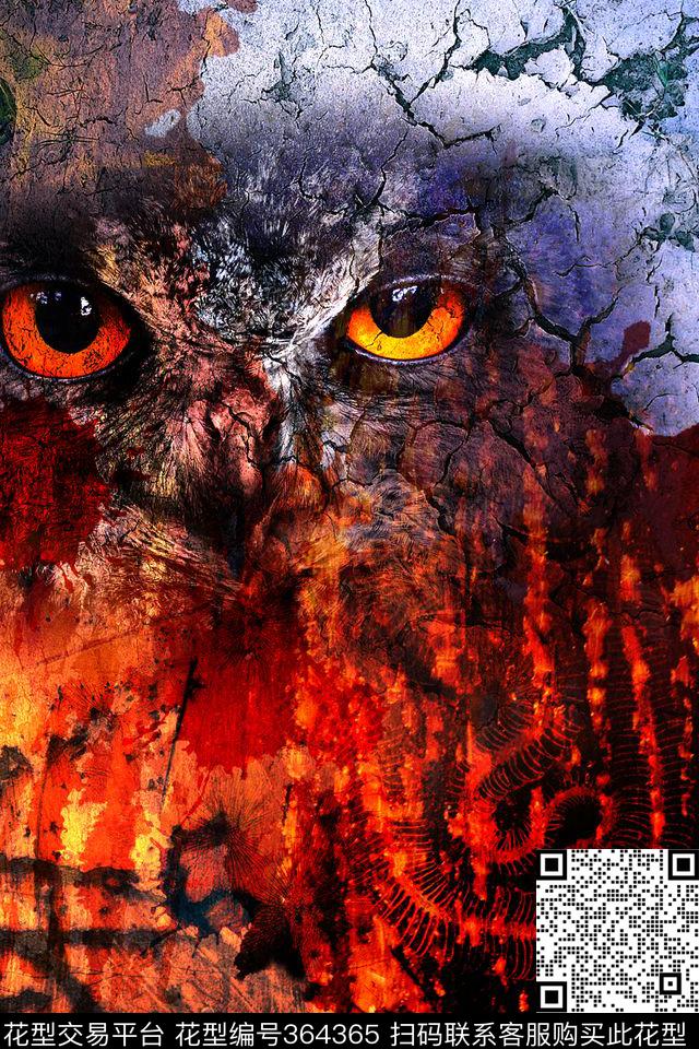 野兽老鹰动物纹数码印花华亿平台下载（图片编号: 364365） - 瓦栏（Walan）