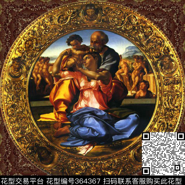 宫廷风欧式油画数码印花华亿平台下载（图片编号: 364367） - 瓦栏（Walan）