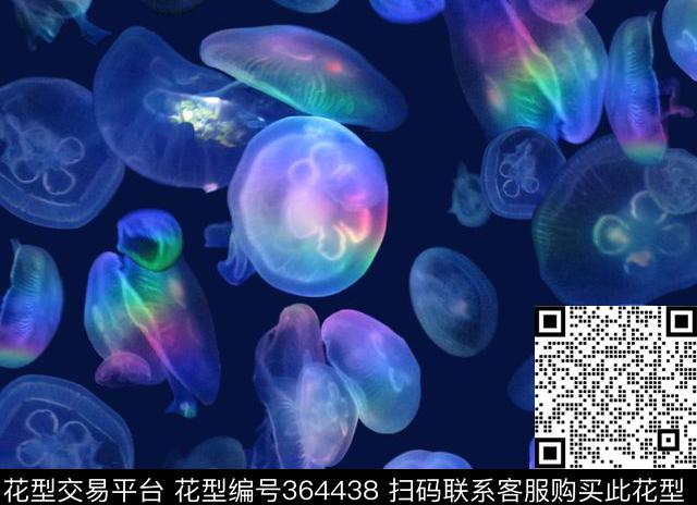 抽象水母海洋数码印花华亿平台下载（图片编号: 364438） - 瓦栏（Walan）