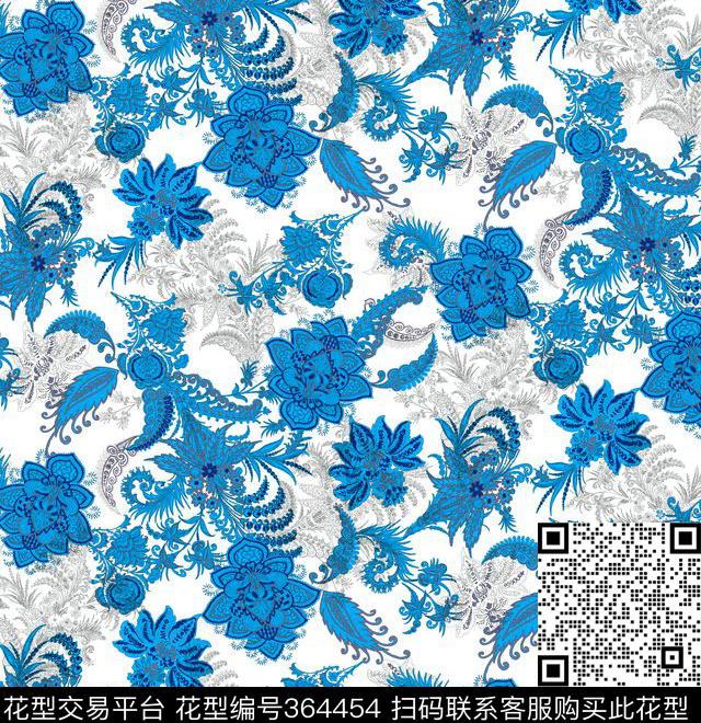 简约花朵传统印花华亿平台下载（图片编号: 364454） - 瓦栏（Walan）