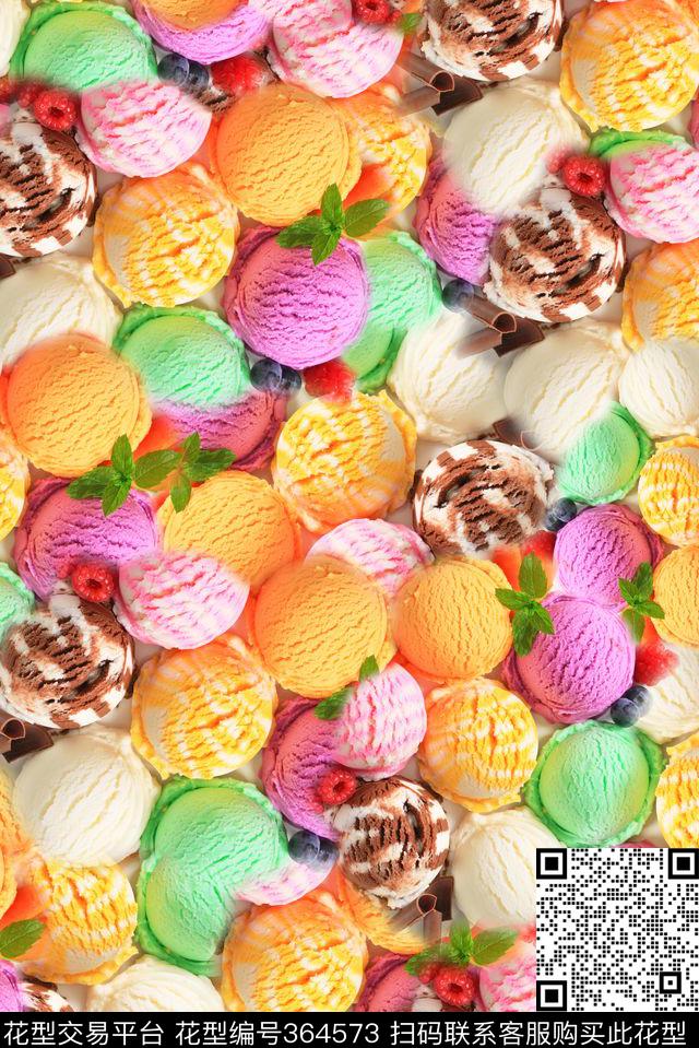 抽象冰淇淋果蔬传统印花华亿平台下载（图片编号: 364573） - 瓦栏（Walan）