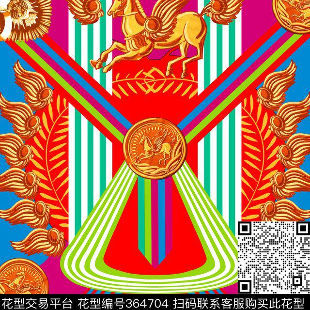 飞马钱币宫廷围巾丝巾传统印花华亿平台下载（图片编号: 364704） - 瓦栏（Walan）