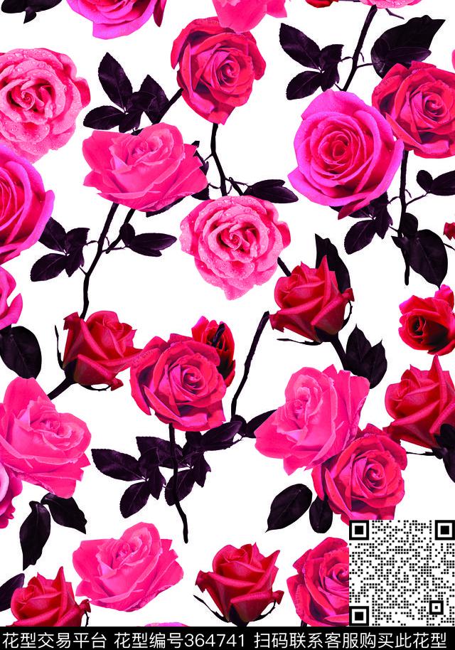 花卉数码印花华亿平台下载（图片编号: 364741） - 瓦栏（Walan）