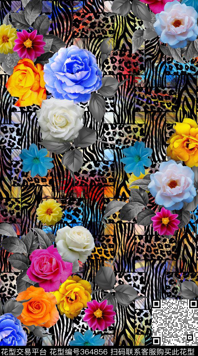 花卉动物纹豹纹数码印花华亿平台下载（图片编号: 364856） - 瓦栏（Walan）
