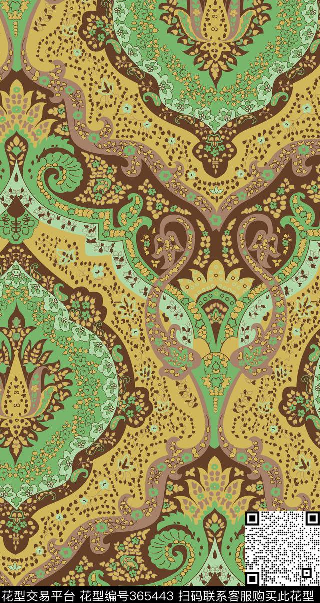 欧式民族风花纹传统印花华亿平台下载（图片编号: 365443） - 瓦栏（Walan）