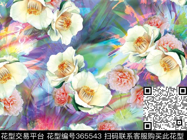 花卉底纹立体数码印花华亿平台下载（图片编号: 365543） - 瓦栏（Walan）