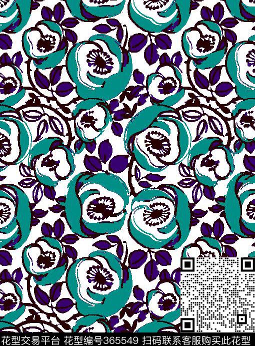 田园风花卉传统印花华亿平台下载（图片编号: 365549） - 瓦栏（Walan）