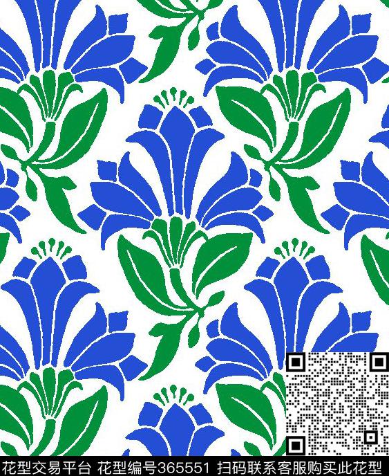 传统印花花卉传统印花华亿平台下载（图片编号: 365551） - 瓦栏（Walan）