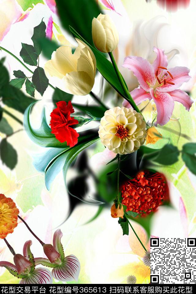 花卉立体层次数码印花华亿平台下载（图片编号: 365613） - 瓦栏（Walan）