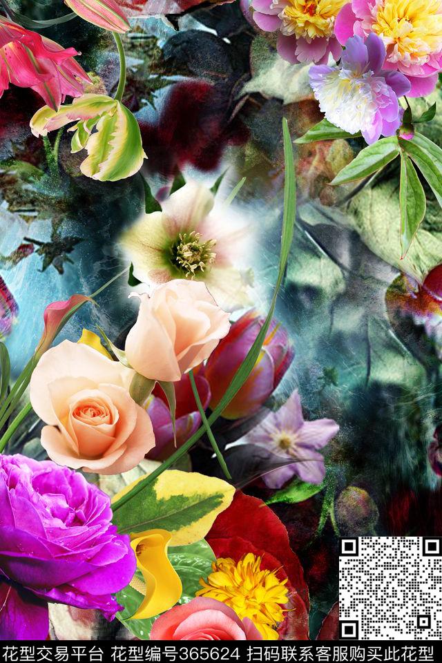 花卉立体层次数码印花华亿平台下载（图片编号: 365624） - 瓦栏（Walan）