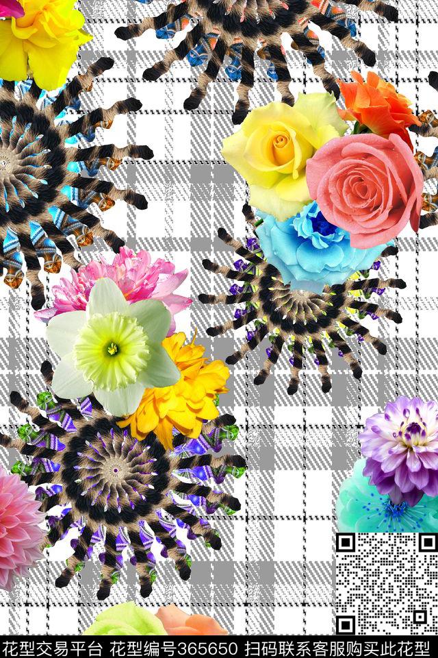 几何花卉布纹数码印花华亿平台下载（图片编号: 365650） - 瓦栏（Walan）