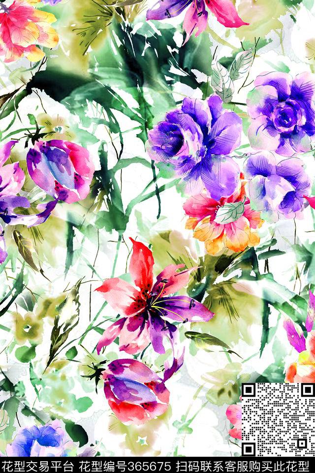 花卉复古大牌数码印花华亿平台下载（图片编号: 365675） - 瓦栏（Walan）