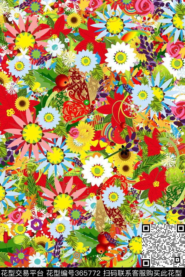 花鸟花卉数码印花华亿平台下载（图片编号: 365772） - 瓦栏（Walan）