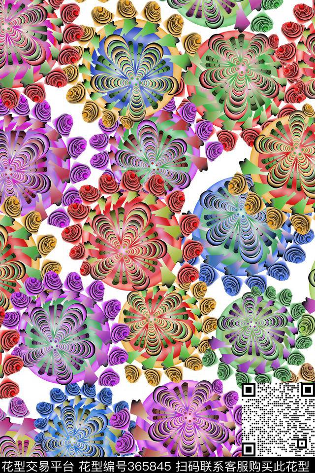 不规则几何抽象几何数码印花华亿平台下载（图片编号: 365845） - 瓦栏（Walan）