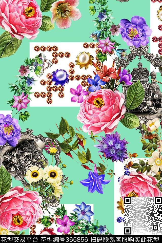 抽象花卉个性数码印花华亿平台下载（图片编号: 365856） - 瓦栏（Walan）