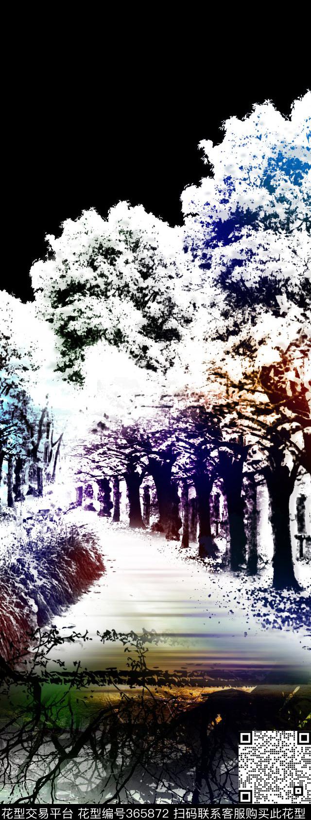 定位抽象树木数码印花华亿平台下载（图片编号: 365872） - 瓦栏（Walan）