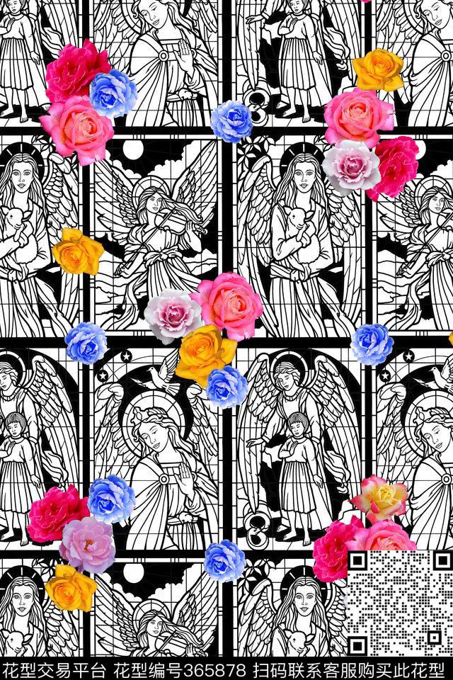 欧式宗教纹饰花卉男装数码印花华亿平台下载（图片编号: 365878） - 瓦栏（Walan）