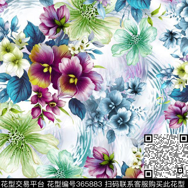 田园花卉手绘花数码印花华亿平台下载（图片编号: 365883） - 瓦栏（Walan）