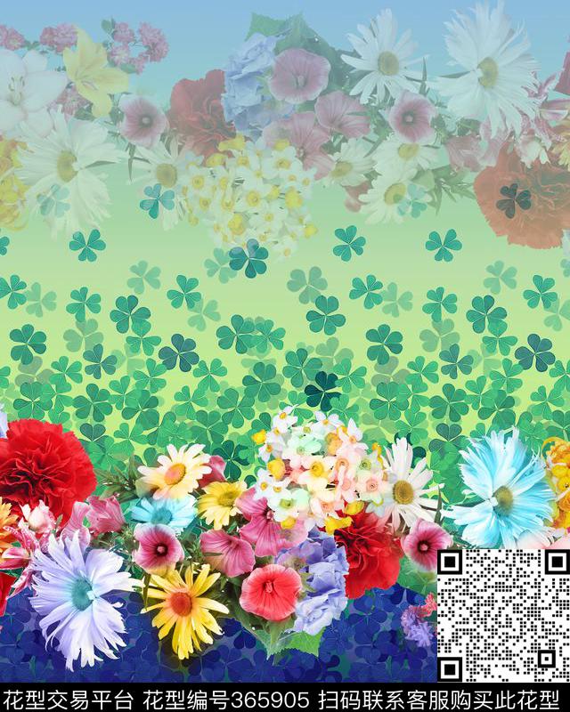 定位花卉层次数码印花华亿平台下载（图片编号: 365905） - 瓦栏（Walan）