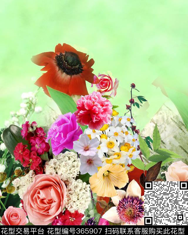 定位花卉立体数码印花华亿平台下载（图片编号: 365907） - 瓦栏（Walan）