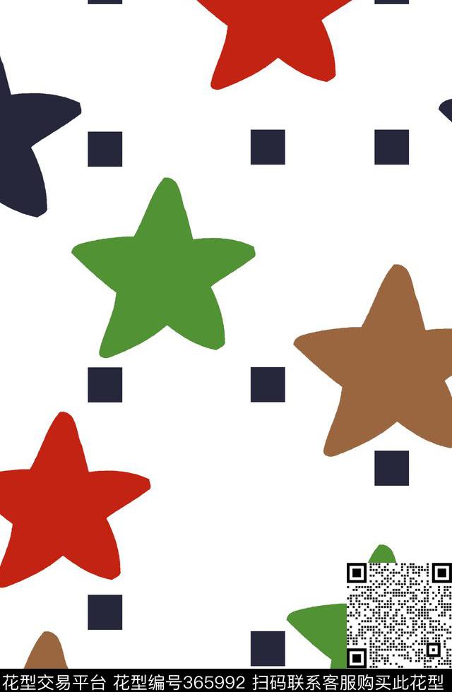 波点五角星传统印花华亿平台下载（图片编号: 365992） - 瓦栏（Walan）