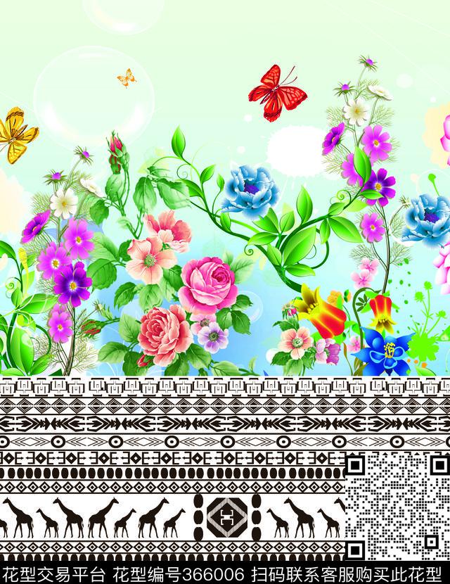 花卉数码印花华亿平台下载（图片编号: 366006） - 瓦栏（Walan）