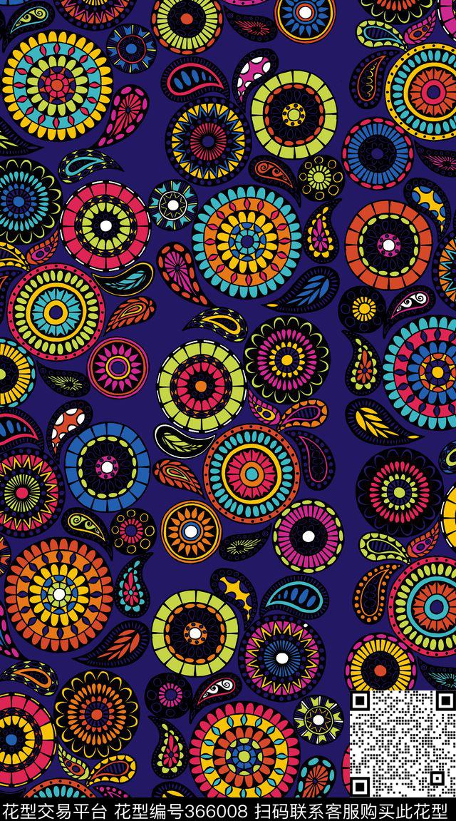 民族风火腿纹佩斯利传统印花华亿平台下载（图片编号: 366008） - 瓦栏（Walan）