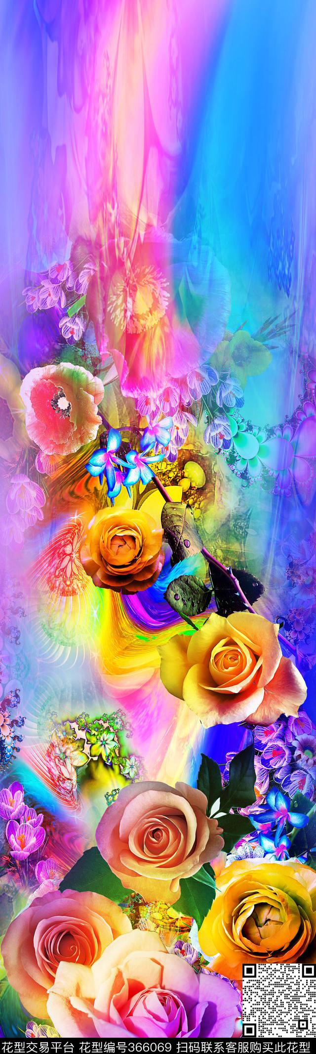 定位鲜花数码印花华亿平台下载（图片编号: 366069） - 瓦栏（Walan）