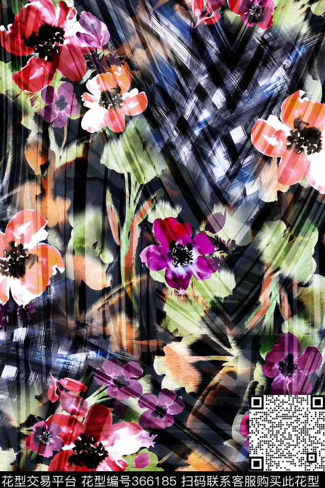 花卉数码印花华亿平台下载（图片编号: 366185） - 瓦栏（Walan）