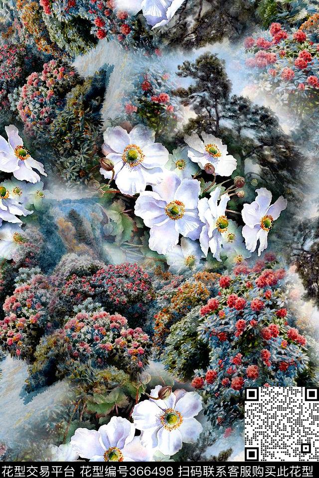 花卉数码印花华亿平台下载（图片编号: 366498） - 瓦栏（Walan）