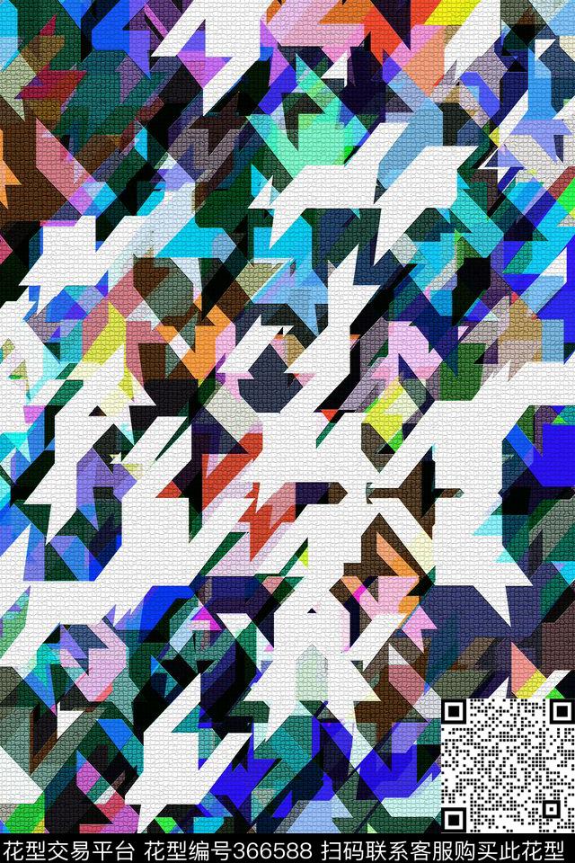 数码几何千鸟格几何抽象类数码印花华亿平台下载（图片编号: 366588） - 瓦栏（Walan）