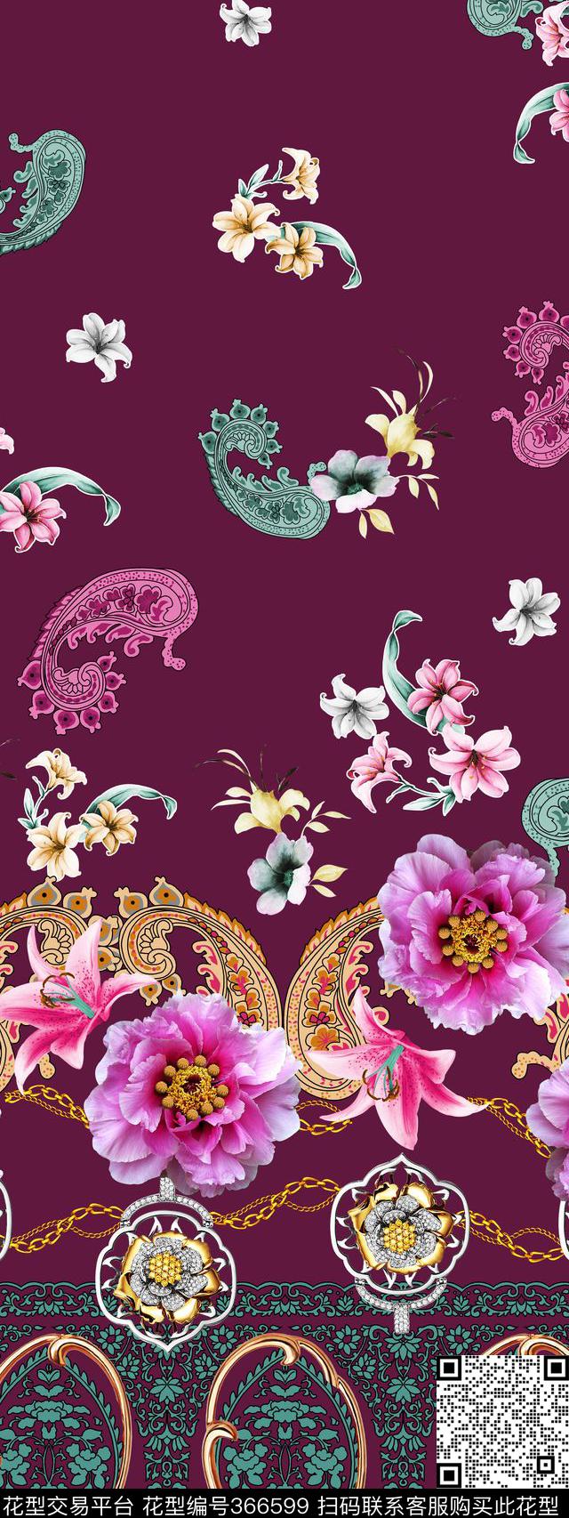 中老年定位花卉数码印花华亿平台下载（图片编号: 366599） - 瓦栏（Walan）