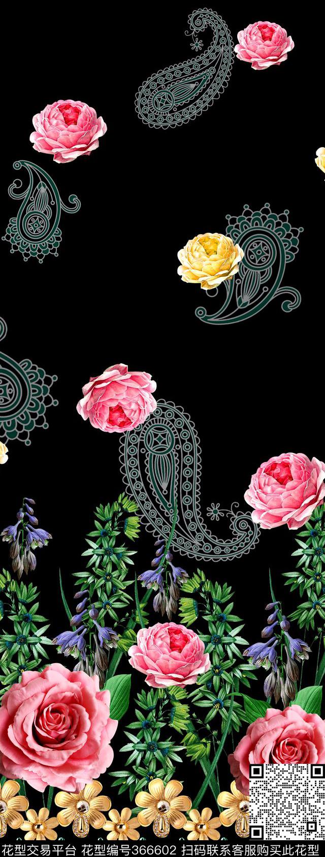 中老年定位花卉数码印花华亿平台下载（图片编号: 366602） - 瓦栏（Walan）