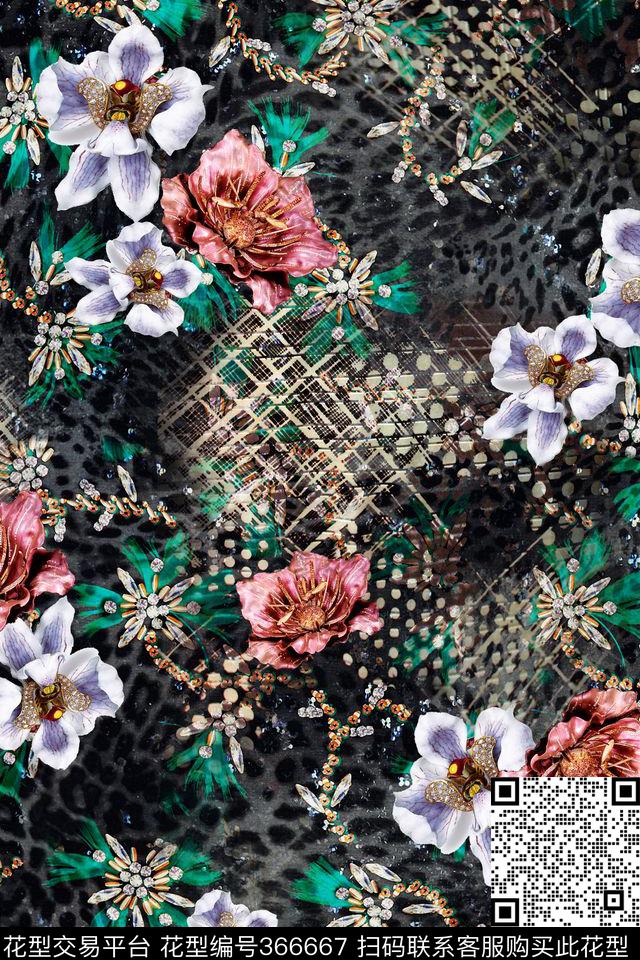 花卉数码印花华亿平台下载（图片编号: 366667） - 瓦栏（Walan）