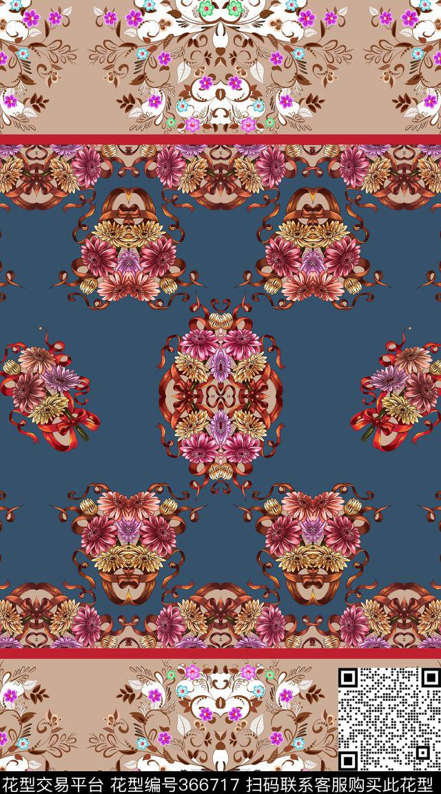 花卉宫廷风波西米亚数码印花华亿平台下载（图片编号: 366717） - 瓦栏（Walan）